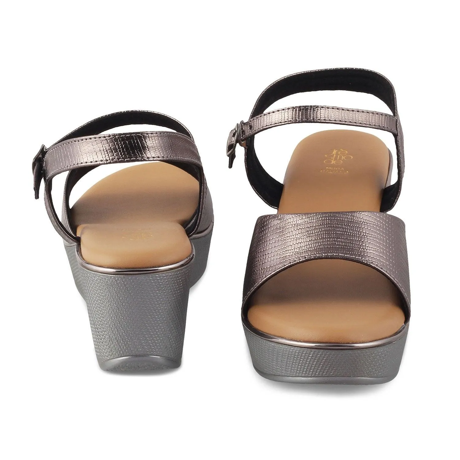 The Bannes Pewter Women's Dress Wedge Sandals Tresmode