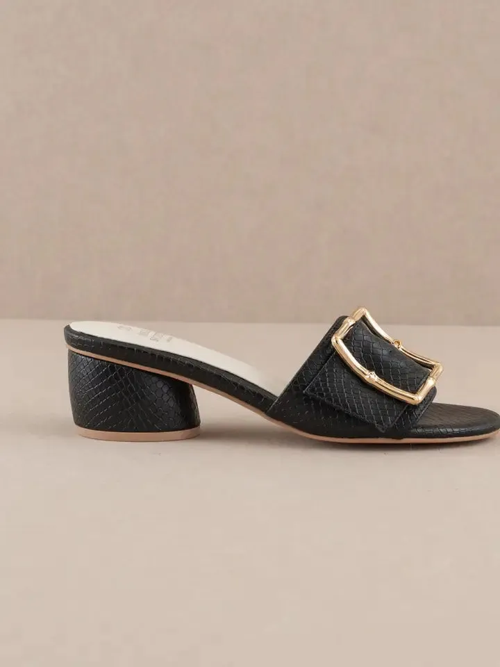 The Tucson Black Low Heel with Bamboo Buckle