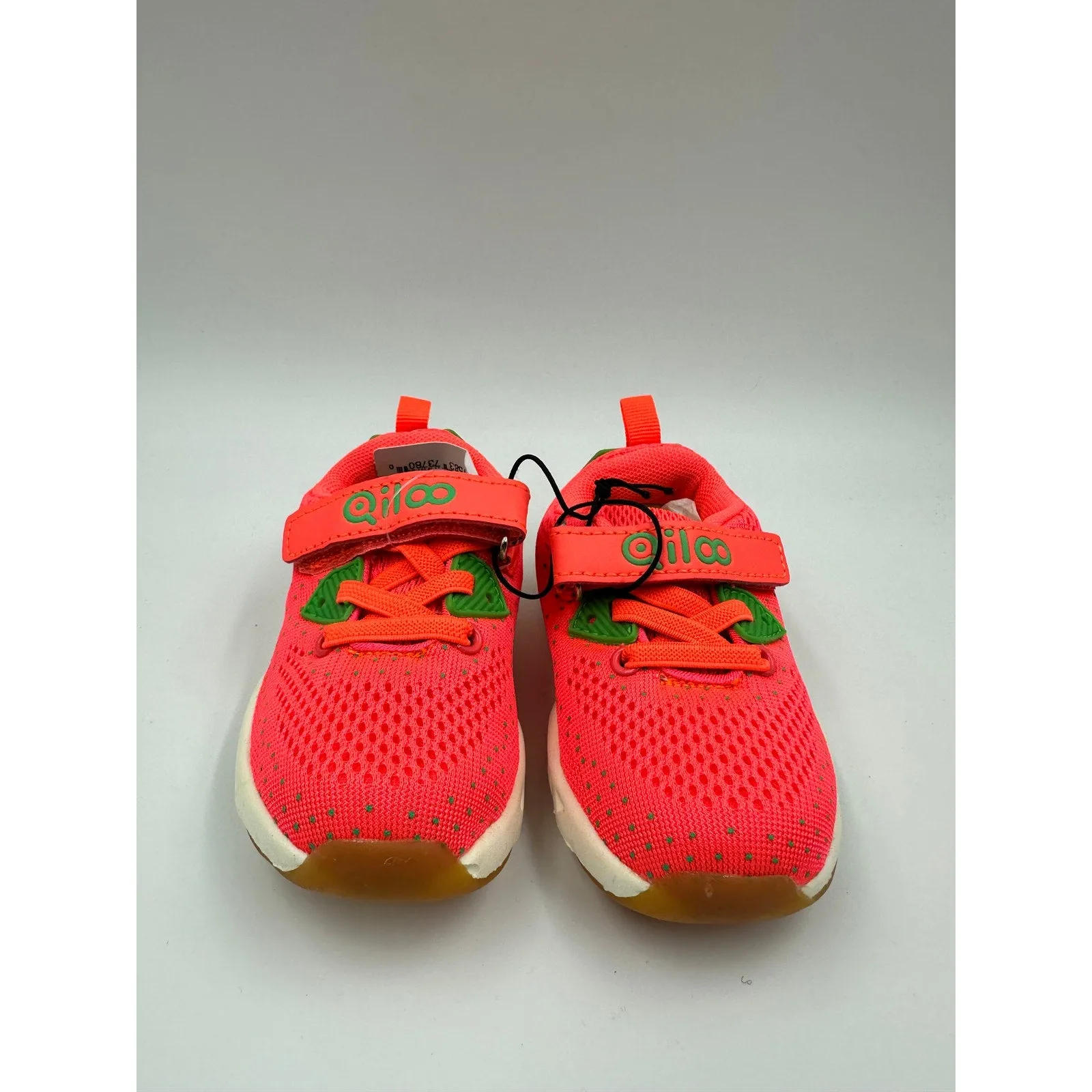 Toddler Size 6, Neon Orange & Green Sneaker with Straps and White Sole