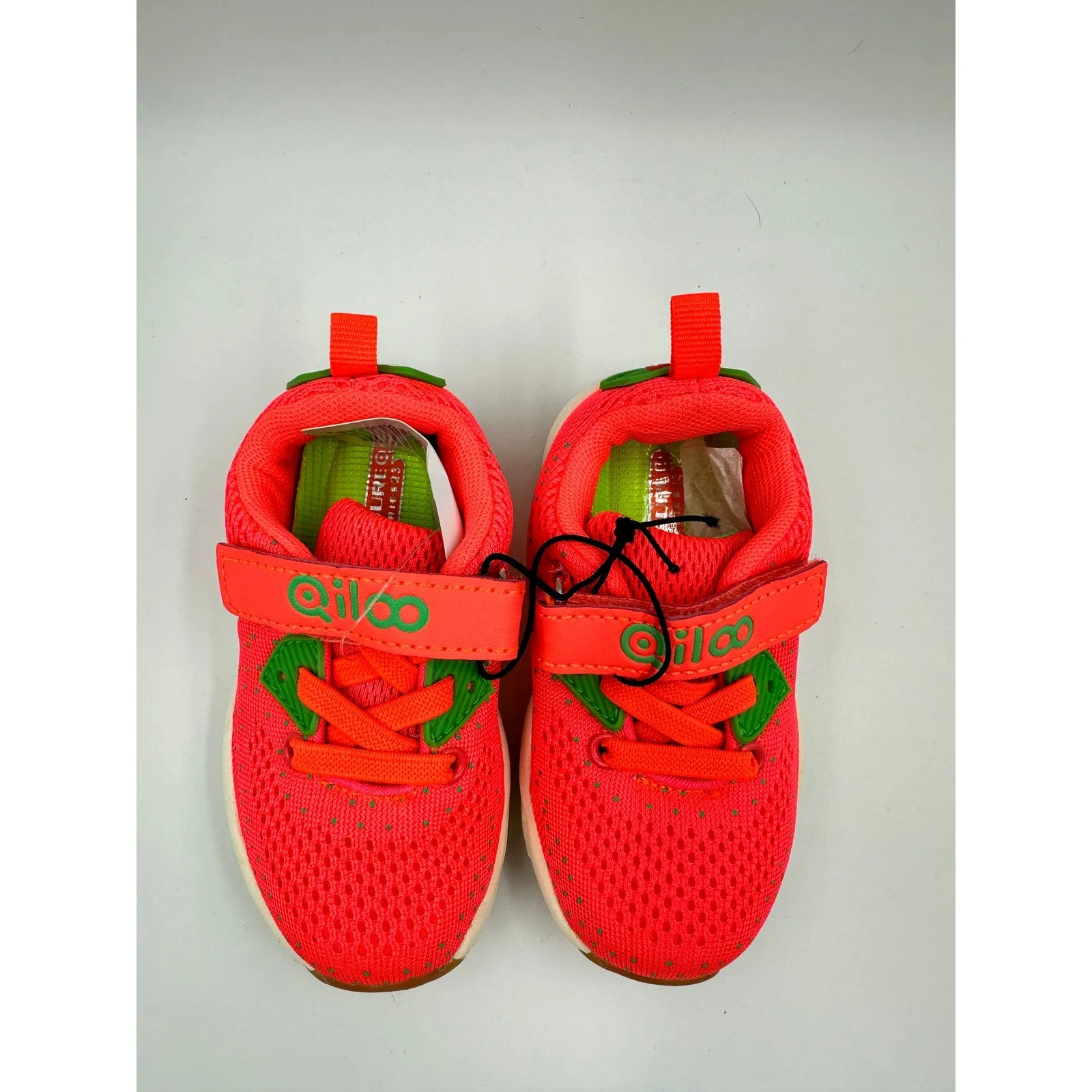 Toddler Size 6, Neon Orange & Green Sneaker with Straps and White Sole