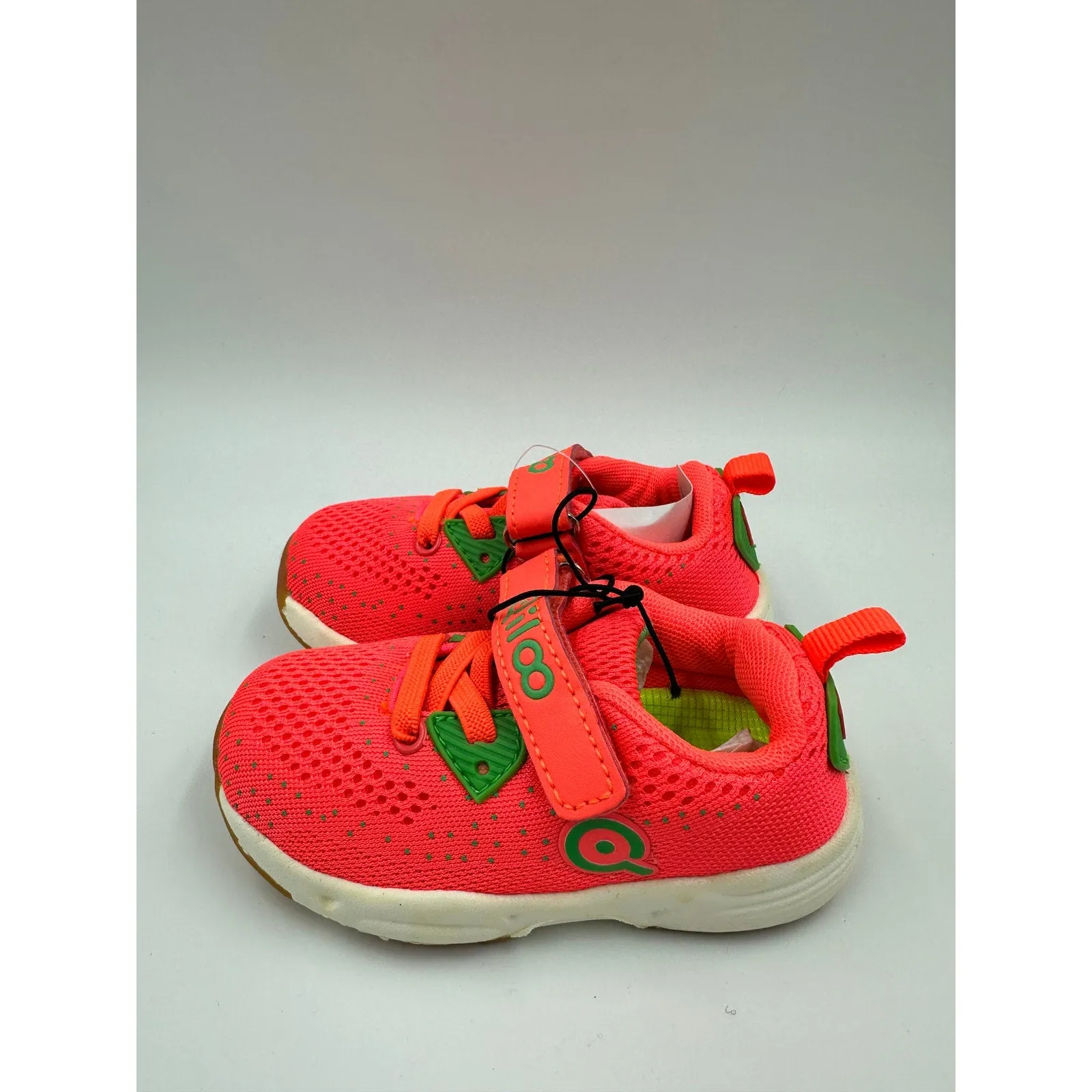 Toddler Size 6, Neon Orange & Green Sneaker with Straps and White Sole