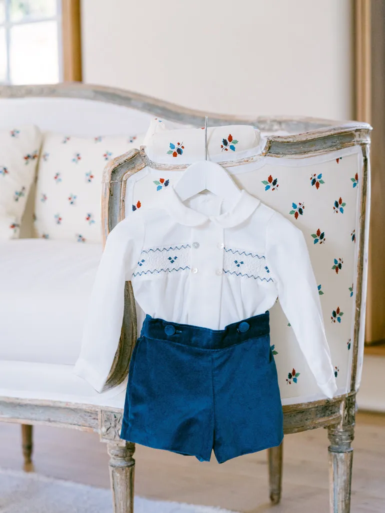 White Multi Virgilio Smock Ceremony Baby Boy Set