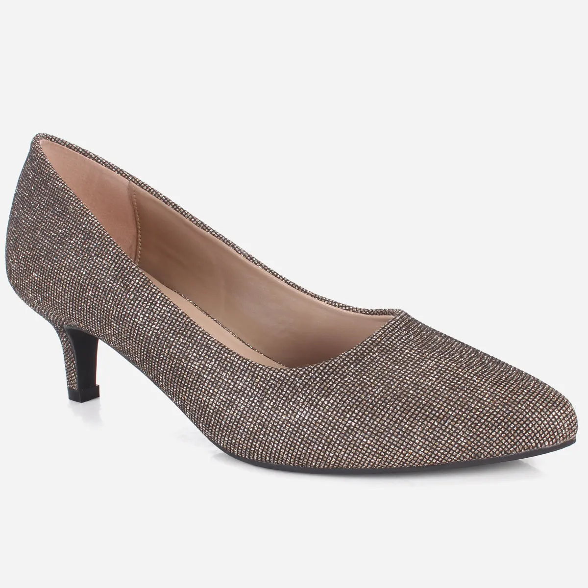 Womens "HARUKO" Almond Toe Glitter Court Shoes