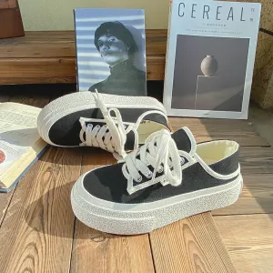 Women's Step On Two Wear Platform White Canvas Shoes