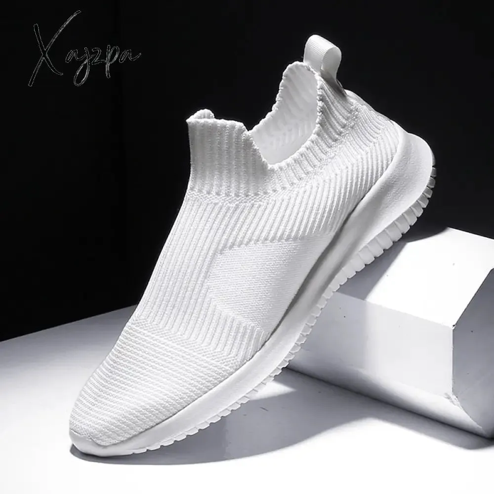 Xajzpa - Breathable Men Shoes Trend Flat White Casual Shoes Light Male Sneaker Breathable Luxury Footwear Vulcanize Shoes Man Summer